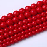 Round Loose Beads Natural Gem Beads Crystal Energy Stone Beads for Jewelry Making 15 (Pomegranate Red Glass, 8MM)