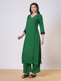 Anni Designer Women'S Rayon Viscose Straight Solid Kurta With Palazzo (Papita Green-Vks01_Xl_Green_X-Large),Green,XL,,,