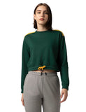 Fyltr Women'S Round Neck Drop Shoulder Sweatshirt - Full Sleeve | Elasticated Waist & Cuff | Boxy Fit | Stripe Detailing,Enchanted Evergreen,Enchanted Evergreen,S