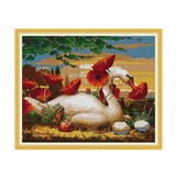 Heavenglow Cross Stitch Kits Swan Pattern Needlepoint Handicrafts For Adults Wall Decor|1 Set Stamped Cross Stitch Kit (Without 