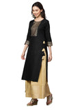 Anni Designer Women'S Rayon Straight Kurta With Skirt (Madam-Jee-Black_L_Black_Large),Black,L,Rayon,Straight,kurta