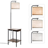 EOEYYOYB Floor Lamp with Table & Drawers, End Table Lamp with USB Charging Portt Power Outlet and Shelves, Side Table Reading Li