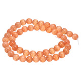 HARFINGTON 48pcs Orange Cat's Eye Stone Beads 8mm Round Smooth Gemstone Crystal Loose Bead for Jewelry Making Bracelets Necklace