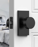 Calzibeno Matte Black Door Knobs, Privacy Door Knob, Interior Black Door Knobs, Rectangular Modern Door Knob for Bedroom, Bathro