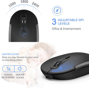 Wireless Keyboard and Mouse, Vssoplor Rechargeable Quiet Full-Size Keyboard and Mouse Combo Set Ultra Slim Design for Laptop, PC