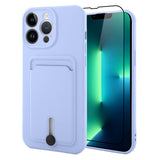 MZELQ TPU Wallet Compatible with iPhone 13 Pro Case, Card Holder Camera Protection Cover + Screen Protector, Push-able Slot for 