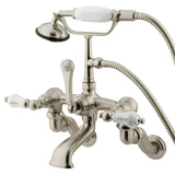 Kingston Brass CC461T8 Vintage Wall Mount Clawfoot Tub Faucet with Hand Shower, Brushed Nickel