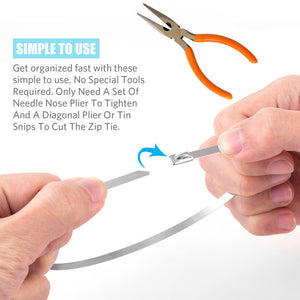 100PCS 11.8Inch Metal Cable Zip Ties - 304 stainless steel Heavy Duty Self-locking Cable Wire Tie Wrap for Fence Exhaust Wrappin