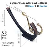 Ambipolar 5 Pack Premium Design Commander Heavy Duty Big Double Hooks Hidden Screws. Entryway Coat Hooks, Scarf and Jacket Hange