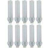 Sunlite Compact Fluorescent PLD 4-Pin Double U-Shaped Twin Tube, 18 Watts, 120 Volts, 1080 Lumens, 5000K Daylight, 4-Pin G24q2 B