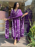 Gosriki Women'S Rayon Viscose Printed Anarkali Kurta With Palazzo & Dupatta (Chakrika Purple-Gs_M_Purple_Medium),Purple,,B0DS17TZKD