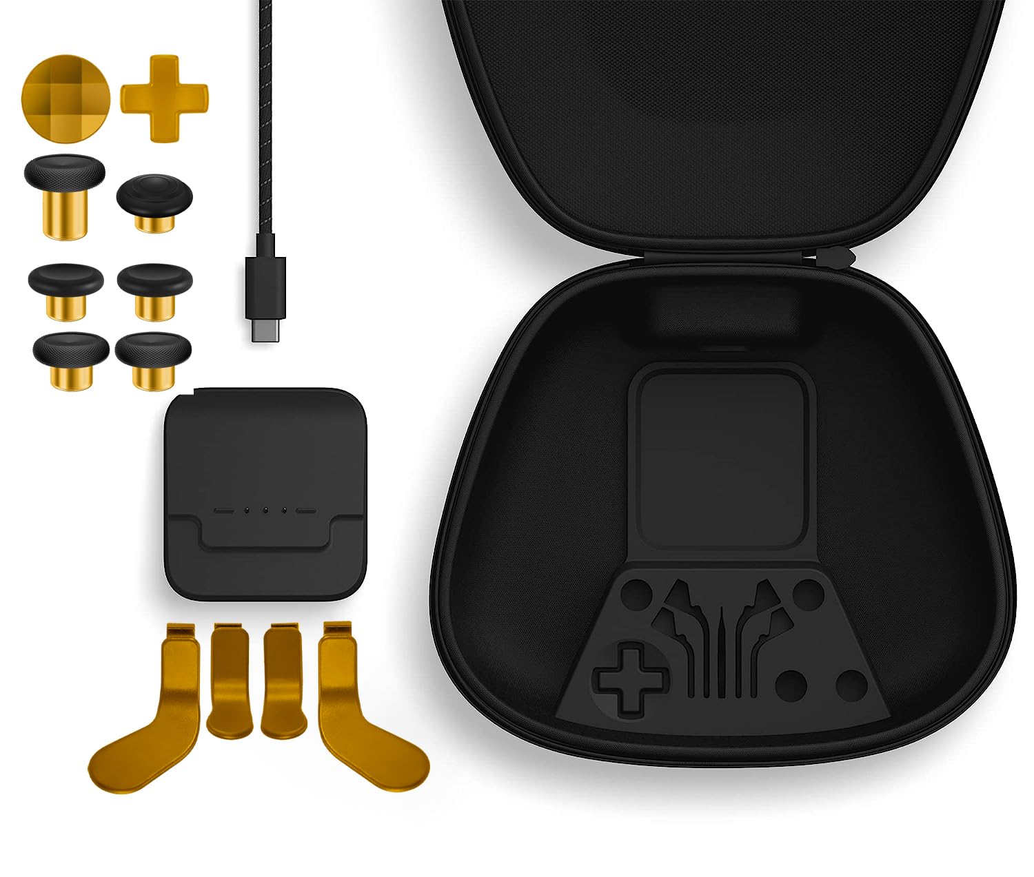 Complete Component Pack Replacement Parts Repair Accessories Kit with Storage Case, Charging Dock and Cable,6 Thumbsticks, 4 Pad