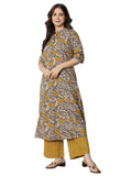 Rytras Women'S Cotton Printed A-Line Kurta With Palazzo Pant Set(Mustard,Ryt583,3Xl)