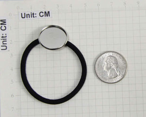 ALLinONE Hair Bands Hair Ties Cabochon Setting Frame Tray 20mm Round Bezel with Glass Domes for DIY Craft (Silver)