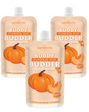 BUDDY BUDDER 3 Pack Pumpkin Pup Squeeze Packs, 100% Natural Dog Peanut Butter, Healthy Peanut Butter Dog Treats, Made in USA, (4