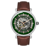 Timex Automatic Analog Watch For Man With Green Round Dial & Brown Leather Strap Band Water Resistant Men'S Wrist Watches - Tweg