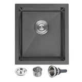 POPFLY 15 17 Inch Black Bar Sink,304 Stainless Steel Single Bowl 8 Inch Deep Laundry Sink Rv, Undermount Small Kitchen Sinks