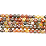Malahill semiprecious Stone Beads for Jewelry Making, Sold per Bag 5 Strands Inside, Red Picasso Jasper 10mm