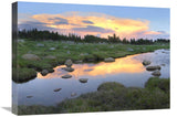 Clouds And Sunset Reflected In Stream, Hellroaring Plateau, Montana-Canvas Art-24X18