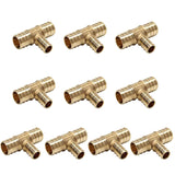 (Pack of 10) Efield 3/4 X 3/4 X 1/2 Pex Reducing Tee Brass Barb Crimp Fittings, ASTM F1807