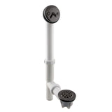 Westbrass 592244-12 14 White Poly Tubular Bath Waste & Overflow Assembly with Trip Lever and Strainer Grid Drain Cover, Oil Rubb