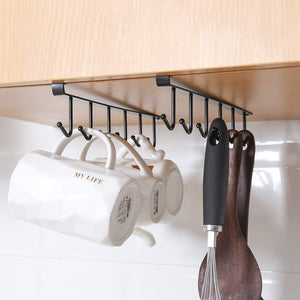 AliCH Mug Holder 2pcs Under Cabinet Mug Hooks Rack, Nail Free Coffee Cups Holder,Under Shelf Hanger for Cups/Kitchen Utensils/Ti