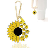 Sunflower Paw Print Stanley Cup Accessories,Stanley Charms for Handle Water Bottle Charms Tumbler Keychain Sunflower Dog Paw Gif