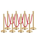 VEVOR Stanchions and Velvet Ropes 8Pcs, Hollow Base with Stainless Steel Post, 6 Red Velvet Ropes and Posts, Crowd Control Barri