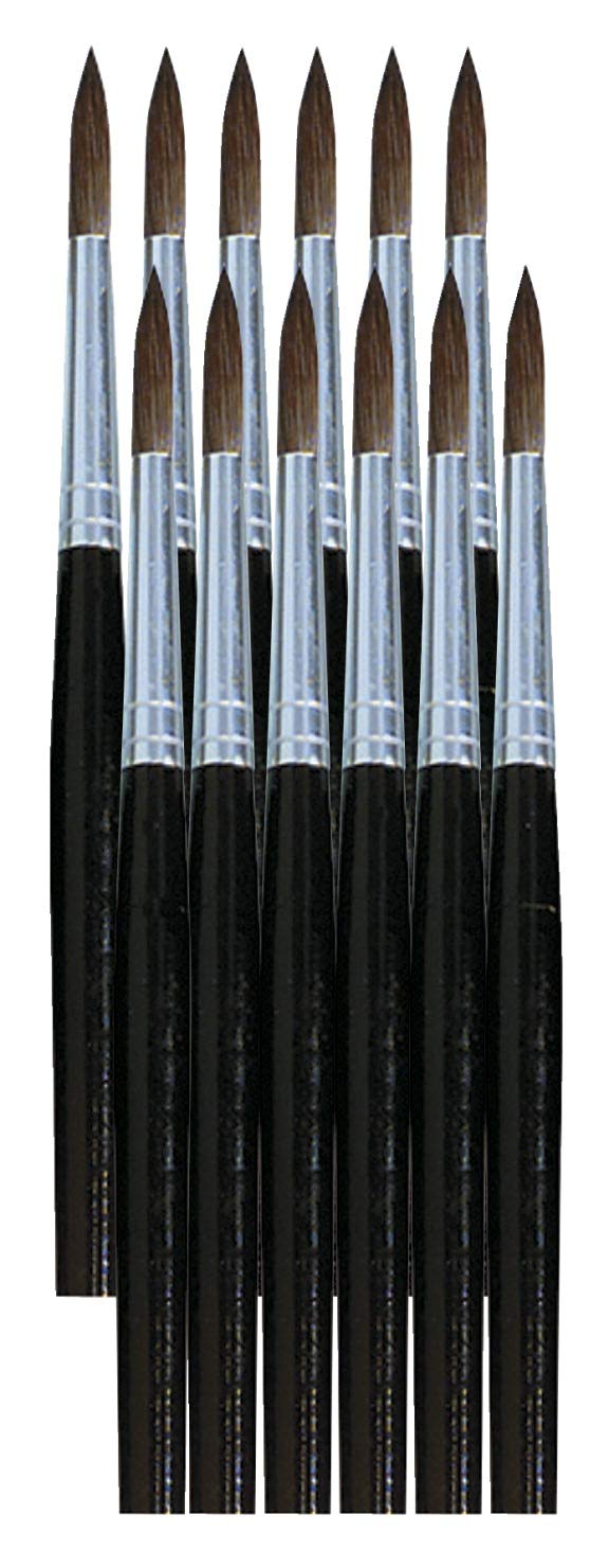 School Smart Long Handle Round Watercolor Brush, Size 6, Pack Of 12
