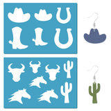 GORGECRAFT 5x3.5inch 2 Styles Western Cowboy Stencil Reusable Boots Hat Horse Pattern Drawing Stencils Leather Cutting Template 