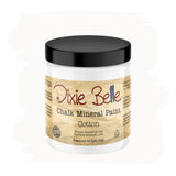 Dixie Belle Paint Company Chalk Finish Furniture Paint | Cotton (8oz) | Matte Pure White Chic Chalk Mineral Paint | DIY Furnitur