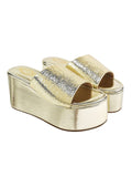Shoetopia Embellished Sequence Detailed Golden Platform Heels For Women,Golden,2,B0C3RM8N9M