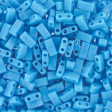 Miyuki Half Tila 2 Hole Rectangle Beads 5x2.3mm Opaque Turquoise Blue 7.8 Grams
