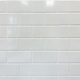 From Plain To Beautiful In Hours 129 Subway PVC 2' x 8' Glue-up Backsplash Panels (Covers / 64 sq.ft), Gloss White, 4 Piece