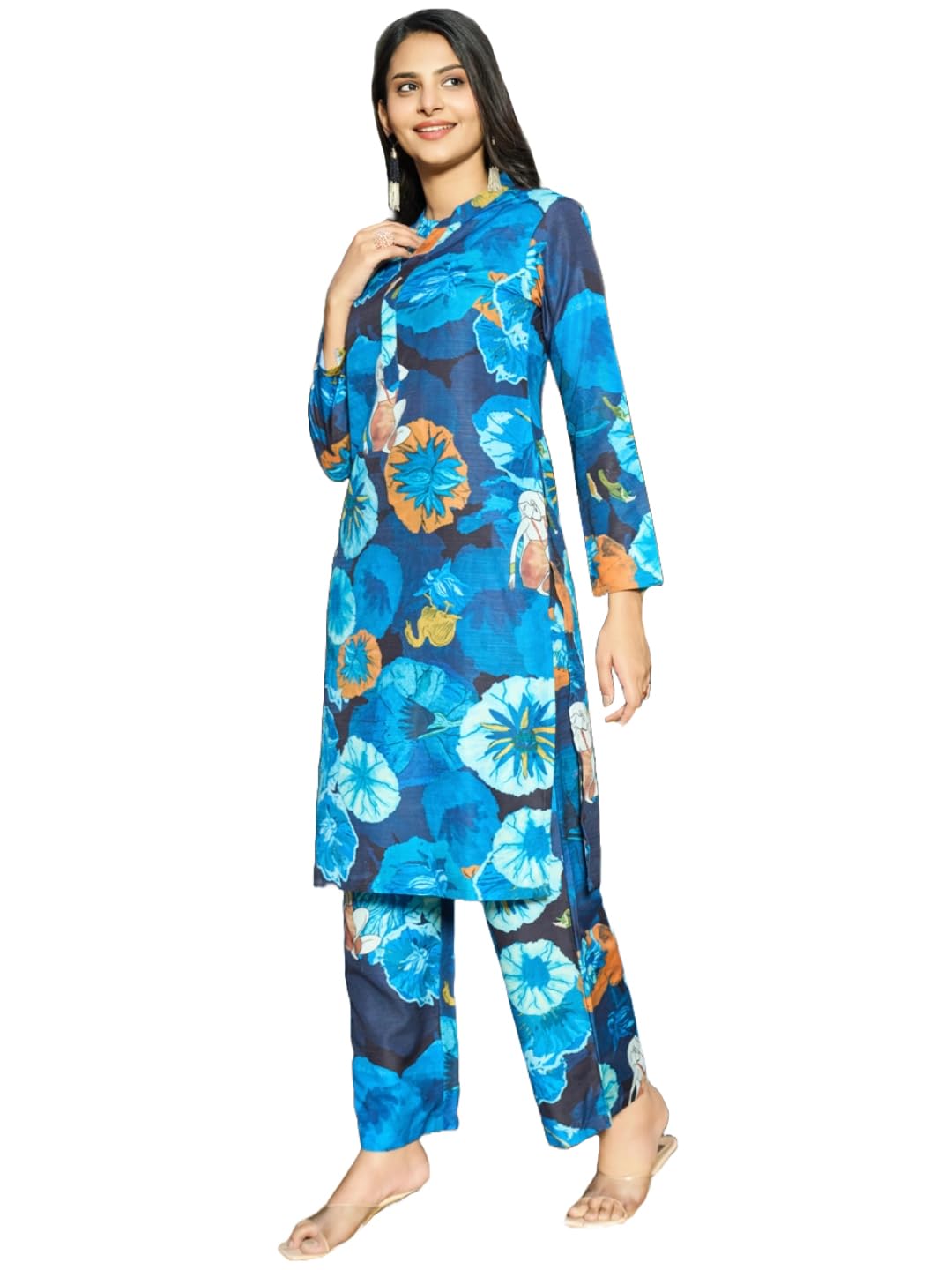 Gosriki Women'S Rayon Blend Short Length Printed Co-Ord Set (Kareena Blue Co Ord-Vks01-Gs_Xxl_Blue_Xx-Large),Blue,2,B0DRNPZVZ2