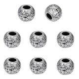 UNICRAFTALE 8Pcs Paracord Beads Stainless Steel Round European Beads Antique Silver Rondelle with Cross Large Hole Spacer Beadsf