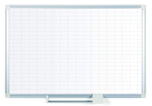 Magnetic Porcelain Dry-Erase Planning Board, 1 X 2 Grid, Aluminum Frame, 24 X 36