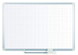 Magnetic Porcelain Dry-Erase Planning Board, 1 X 2 Grid, Aluminum Frame, 24 X 36
