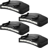 Mudder 4 Pcs Hat Light Clip 11 LED Cap Lights Clip on Hat Headlamp Battery Powered Cap Brim Lamp Black Waterproof Ultra Bright H