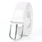 Xzqtive Braided Belt Stretch Belt For Men And Women Multicolored Woven Golf Belt Elastic Canvas Belt, MWhite, XLarge/3741 W