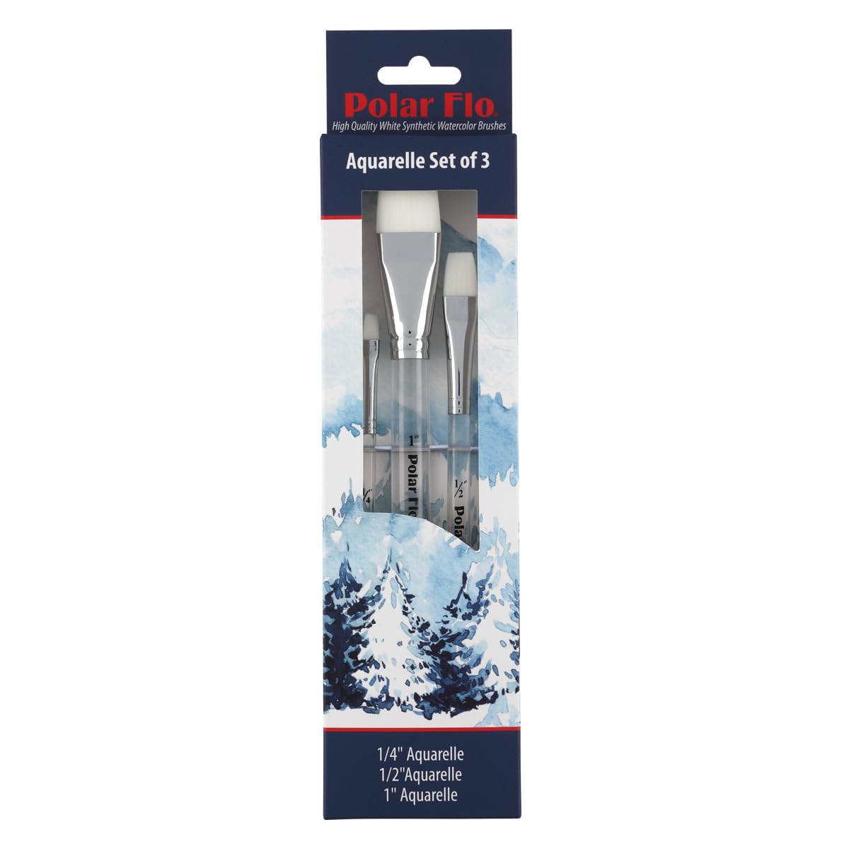 Creative Mark Polar Flo Professional Watercolor Brushes - Aquarelle Set Of 3 - Short Handle, Nickel-Plated Seamless Brass Ferrule,Paintbrush Sets