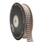 Micomon Brown and White Gingham Ribbon Buffillo Gingham Ribbon 25 Yards Each Roll 100% Polyester (5/8, Brown)