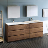 Fresca Lazzaro 84 Rosewood Free Standing Double Sink Modern Bathroom Vanity W/Medicine Cabinet - Faucet Sold Separately