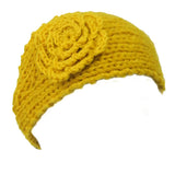 Wrapables Hand Knit Winter Warmth Floral Headband, Yellow