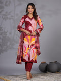 Anni Designer Women'S Rayon Blend Printed Straight Kurta With Pant & Dupatta (Khissu Maroon-Nw_L_Maroon_Large),Maroon,L,,,
