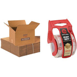 BOX USA Moving Boxes Medium 18L x 14W x 12H 10-Pack & Heavy Duty 2in x 25yd Clear Packaging Tape with Dispenser - for Shipping, 