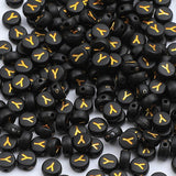 XIENBAOFU 100PCS Letter Beads 4X7mm Acrylic Alphabet Beads Gold Black Letter Y Flat Round for Jewelry Making Bracelet Necklace K