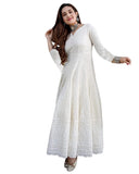 Lookmark Women'S & Girl'S White Color Chikankari Long Kurti Gown(K1113-S)