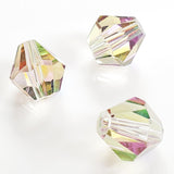 Chengmu 10mm Bicone Glass Beads for Jewelry Making, Faceted Crytal Spacer Beads for Bracelet Necklace Earring, Clear Purple 90pc