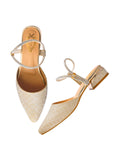Shoetopia Embellished Buckle Pointed Toe Stylish Golden Pumps For Women & Girls /Eu38,Golden,5,B0DTG85ZJR